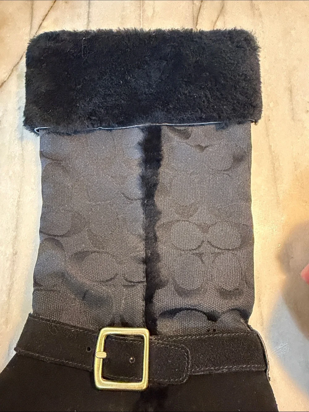 Coach Black Shearling-Trim Logo Winter Boots New with out box.  Never worn.